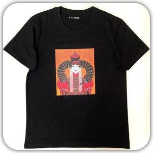 モンゴル ハルハ族女性Tシャツ(ブラック）Mサイズ