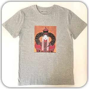 モンゴル ハルハ族女性Tシャツ(グレー）Mサイズ