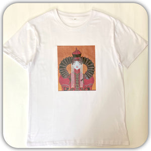 モンゴル ハルハ族女性Tシャツ(ホワイト）Lサイズ