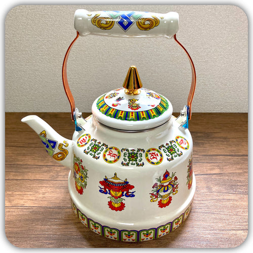 ノマドやかん［チベット 吉祥八文様］白